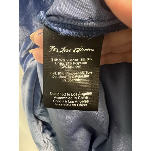 For Love & Lemons | NWT Nadine Velvet Side Slit Maxi Strappy Blue Dress - XS - Picture 7 of 11